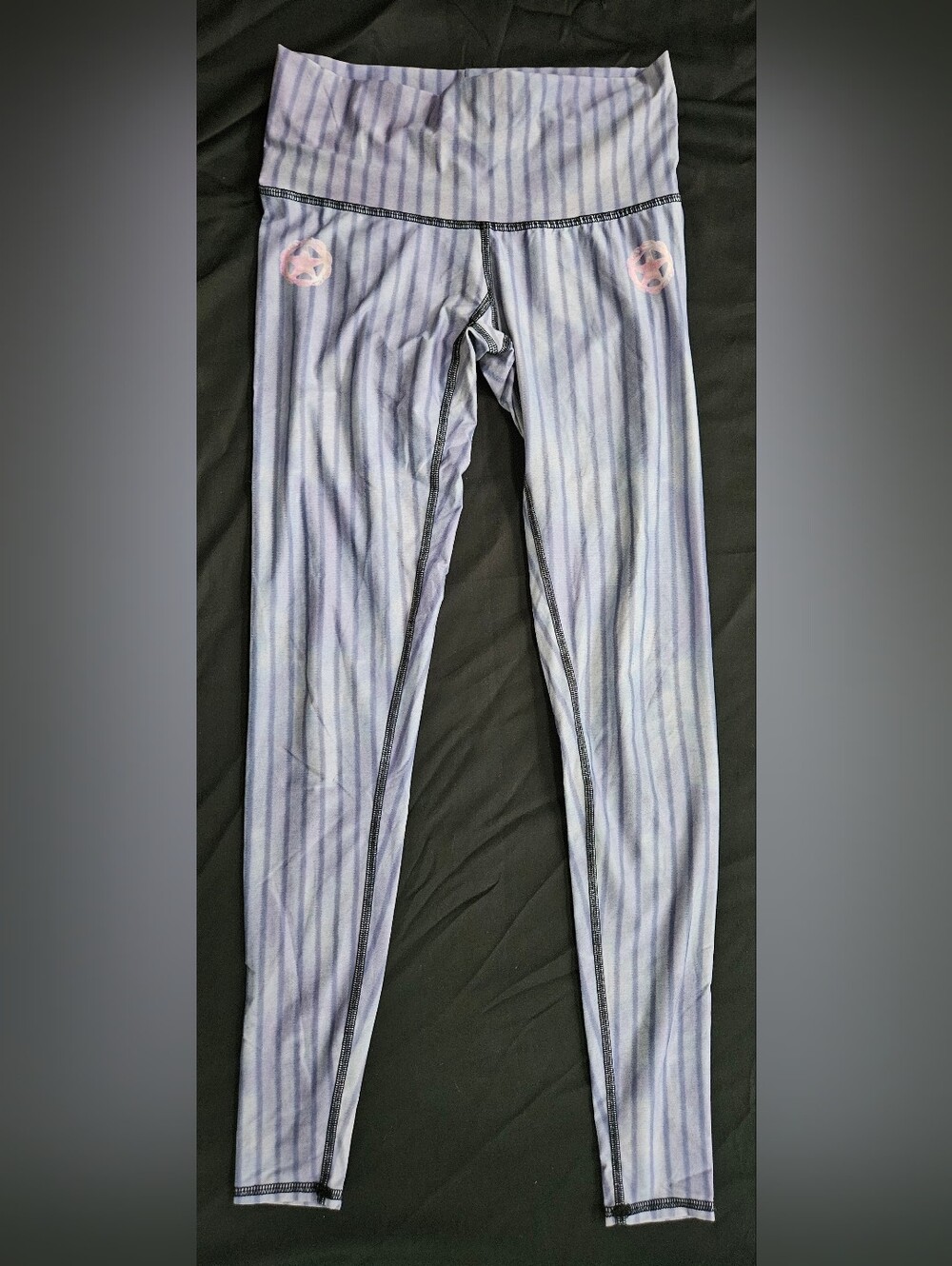 teeki Starbird Soft Lavender Striped Hot Yoga Leggings Size Small